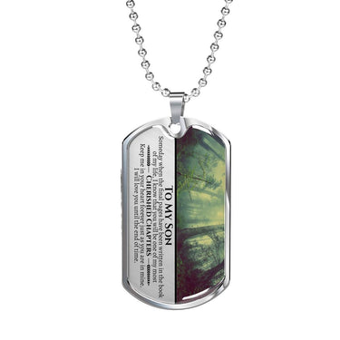 To My Son Cherished Chapters Dog Tag Necklace - Love You This Much